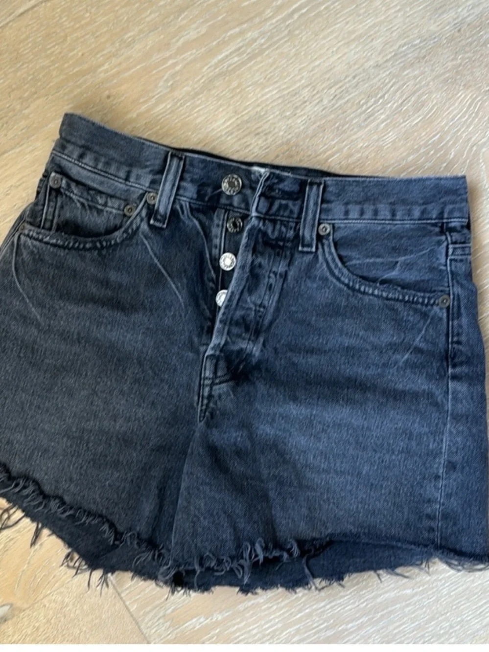AGOLDE | Women’s Parker In Fright Long Black 100% Cotton Denim Shorts